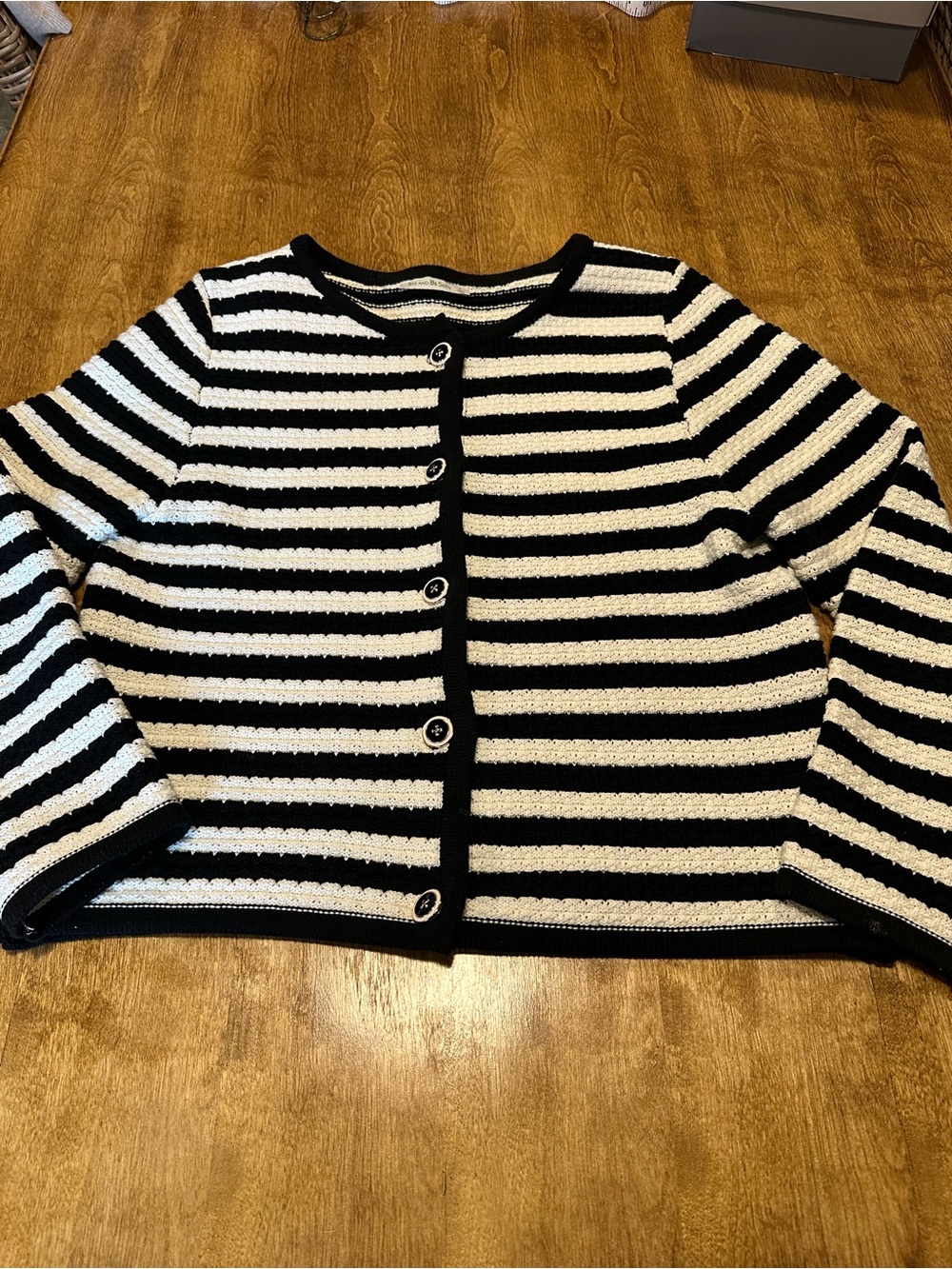 Black & White Striped Button-Front Women’s Sweater